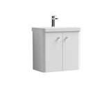 Modern Splash 600mm Gloss White 2 Door  Wall Hung Vanity Unit With Basin