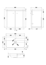 Modern Splash 600mm Gloss White 2 Door  Wall Hung Vanity Unit With Basin