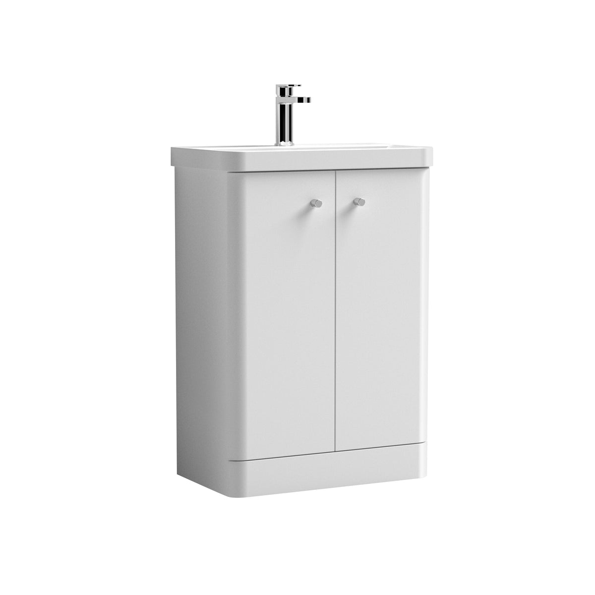 Modern Splash 600mm Gloss White 2 Door  Floor Standing Vanity Unit With Basin
