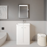 Modern Splash 600mm Gloss White 2 Door  Floor Standing Vanity Unit With Basin