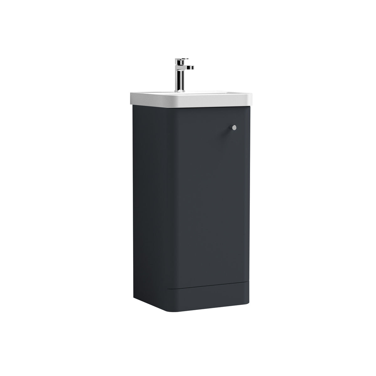 Modern Splash 400mm Soft Black 1 Door Floor Standing Vanity Unit With Basin