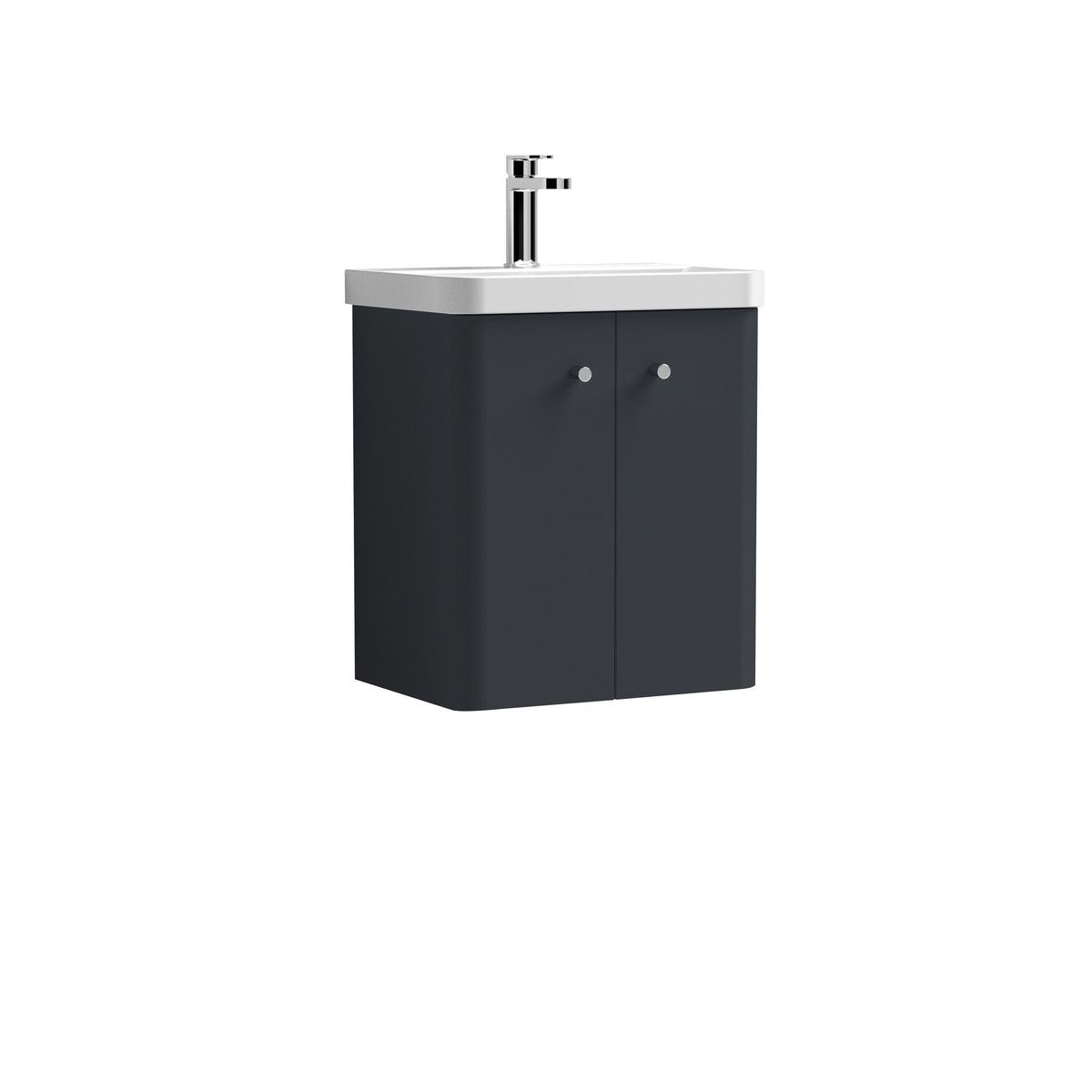 Modern Splash 500mm Soft Black 2 Door Wall Hung Vanity Unit With Basin