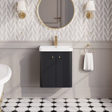 Modern Splash 500mm Soft Black 2 Door Wall Hung Vanity Unit With Basin
