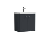 Modern Splash 600mm Soft Black 2 Door Wall Hung Vanity Unit With Basin
