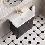Modern Splash 600mm Soft Black 2 Door Wall Hung Vanity Unit With Basin