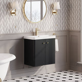 Modern Splash 600mm Soft Black 2 Door Wall Hung Vanity Unit With Basin