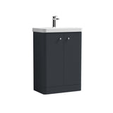 Modern Splash 600mm Soft Black 2 Door Floor Standing Vanity Unit With Basin