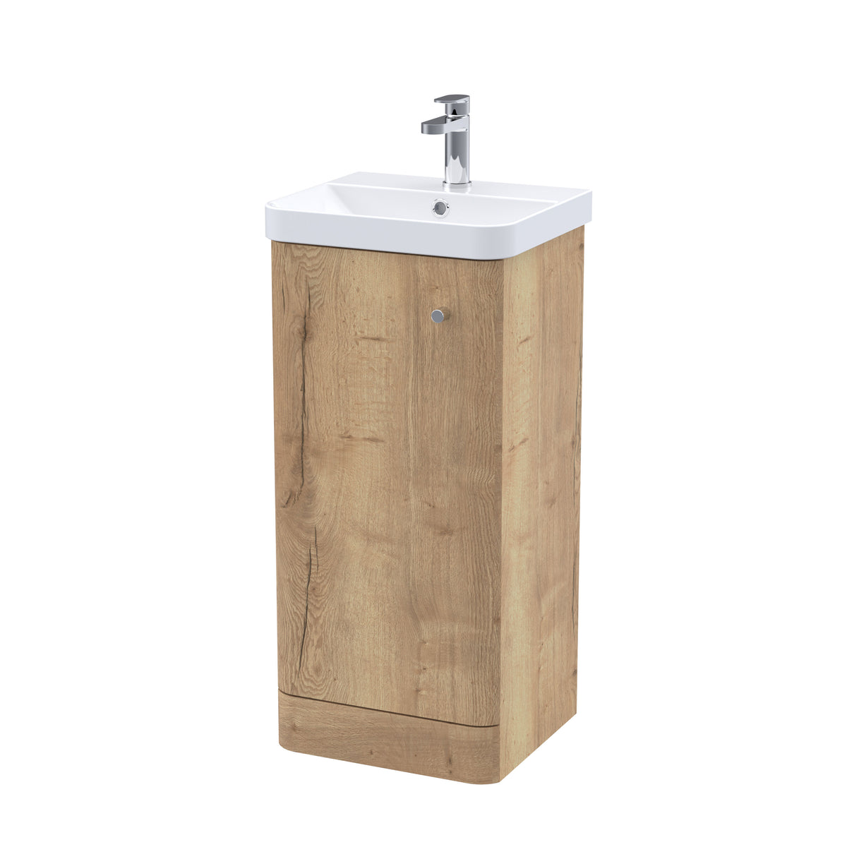 Modern Splash 400mm Autumn Oak 1 Door Floor Standing Vanity Unit With Basin