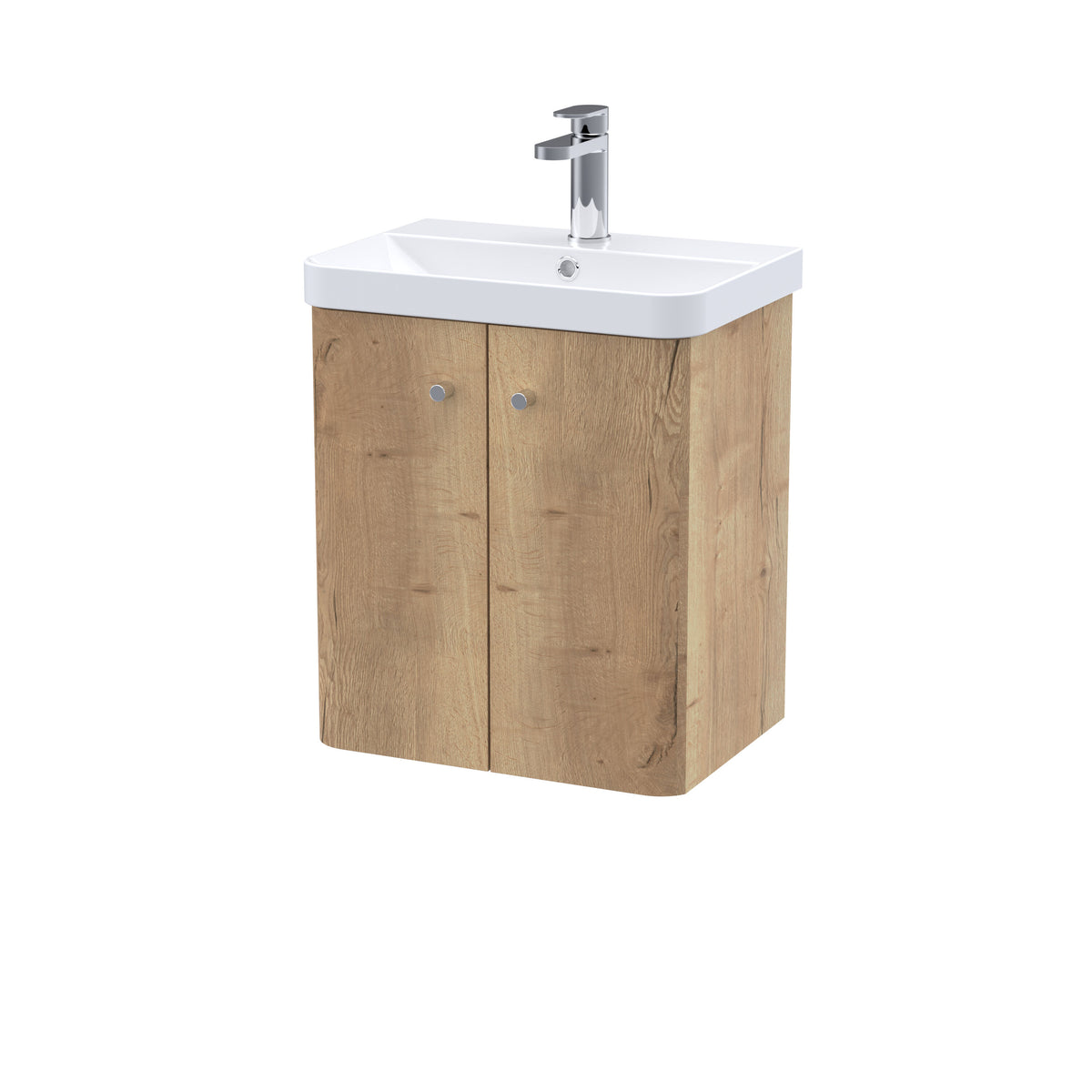 Modern Splash 500mm Autumn Oak 2 Door Wall Hung Vanity Unit With Basin