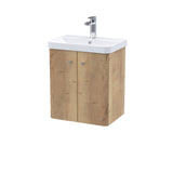 Modern Splash 500mm Autumn Oak 2 Door Wall Hung Vanity Unit With Basin