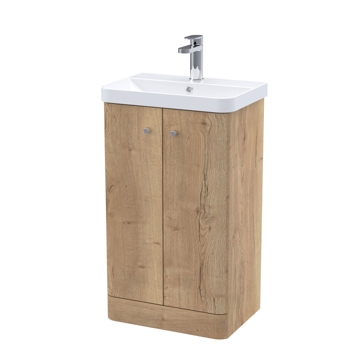 Modern Splash 500mm Autumn Oak 2 Door Floor Standing Vanity Unit With Basin