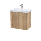 Modern Splash 600mm Autumn Oak 2 Door Wall Hung Vanity Unit With Basin