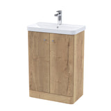 Modern Splash 600mm Autumn Oak 2 Door Floor Standing Vanity Unit With Basin