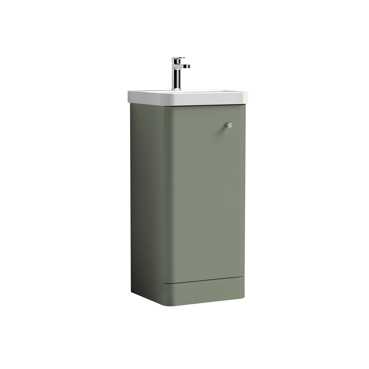 Modern Splash 400mm Satin Green 1 Door Floor Standing Vanity Unit With Basin
