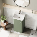 Modern Splash 400mm Satin Green 1 Door Floor Standing Vanity Unit With Basin