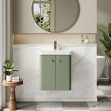 Modern Splash 500mm Satin Green 2 Door Wall Hung Vanity Unit With Basin