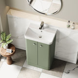 Modern Splash 500mm Satin Green 2 Door Floor Standing Vanity Unit With Basin