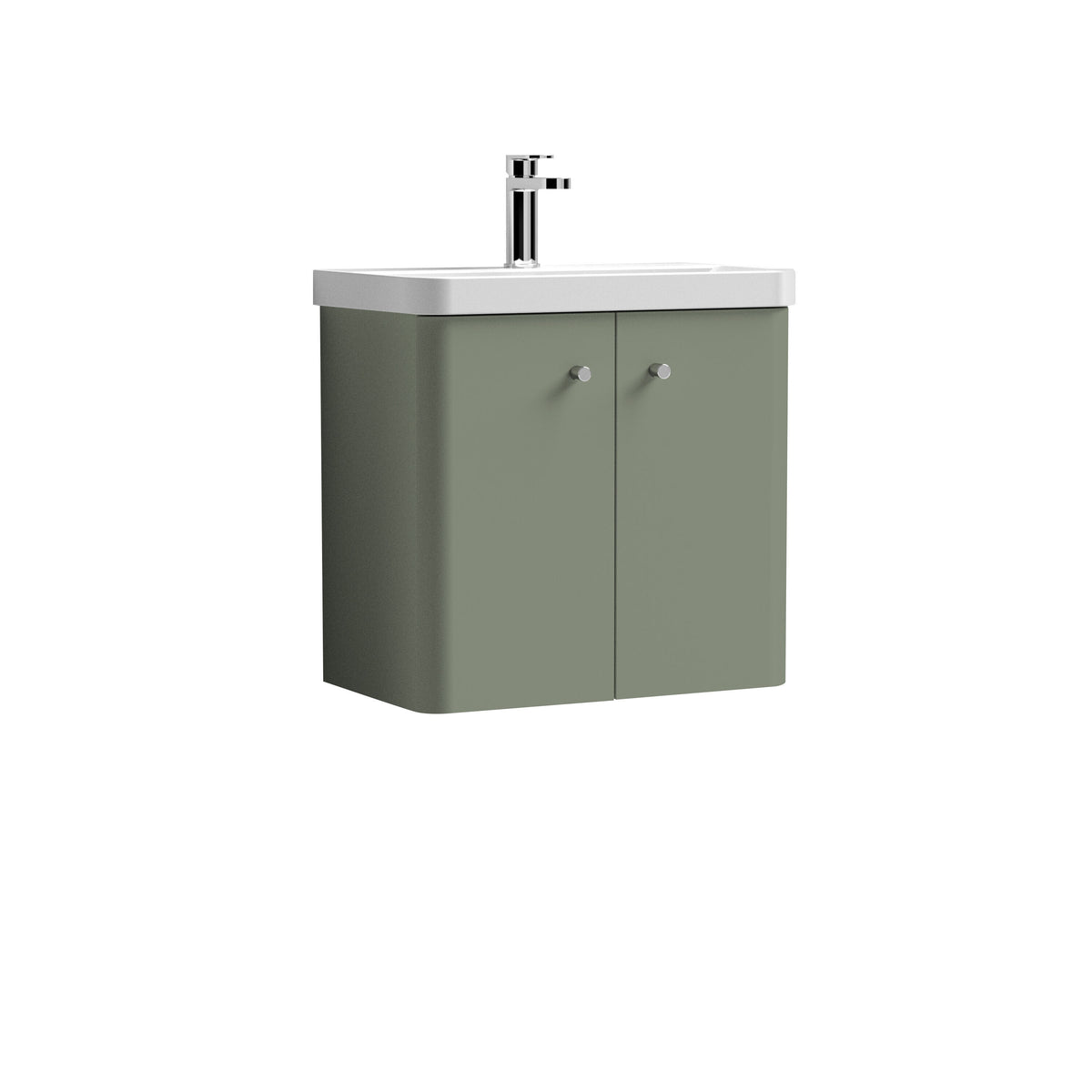 Modern Splash 600mm Satin Green 2 Door Wall Hung Vanity Unit With Basin