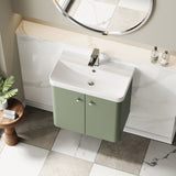 Modern Splash 600mm Satin Green 2 Door Wall Hung Vanity Unit With Basin