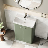Modern Splash 600mm Satin Green 2 Door Floor Standing Vanity Unit With Basin