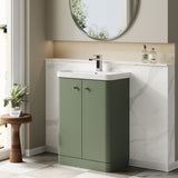 Modern Splash 600mm Satin Green 2 Door Floor Standing Vanity Unit With Basin