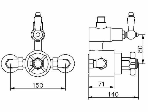 Modern Splash Twin Chrome Thermostatic Shower Valve & Rigid Riser