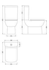 Modern Splash Short Projection Semi Flush to Wall Close Coupled Toilet Pan