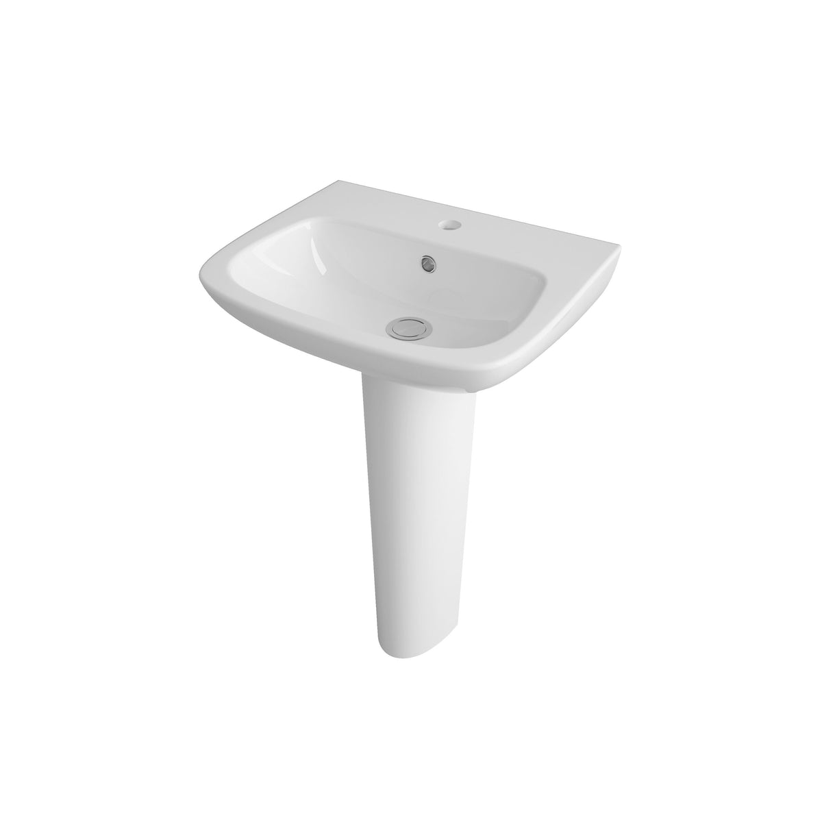Modern Splash 1 Tap Hole 500mm Ceramic Basin & Pedestal