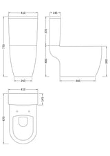 Modern Splash Semi Flush to Wall Close Coupled Toilet Pan