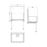 Modern Splash 595mm x 450mm x 220mm Fireclay White Single Bowl Traditional Cleaner Sink With Grid, Legs, Wall Bracket And Backsplash