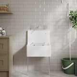 Modern Splash 595mm x 450mm x 220mm Fireclay White Single Bowl Traditional Cleaner Sink With Grid, Legs, Wall Bracket And Backsplash