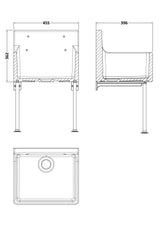 Modern Splash 455mm x 362mm x 396mm Fireclay White Single Bowl Traditional Cleaner Sink With Grid, Legs, Wall Bracket And Backsplash