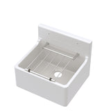 Modern Splash 455mm x 362mm x 396mm Fireclay White Single Bowl Traditional Cleaner Sink With Grid