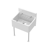 Modern Splash 515mm x 382mm x 393mm Fireclay White Single Bowl Traditional Cleaner Sink With Grid, Legs, Wall Bracket And Backsplash