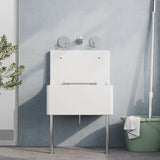Modern Splash 515mm x 382mm x 393mm Fireclay White Single Bowl Traditional Cleaner Sink With Grid, Legs, Wall Bracket And Backsplash
