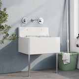 Modern Splash 515mm x 382mm x 393mm Fireclay White Single Bowl Traditional Cleaner Sink With Grid, Legs, Wall Bracket And Backsplash