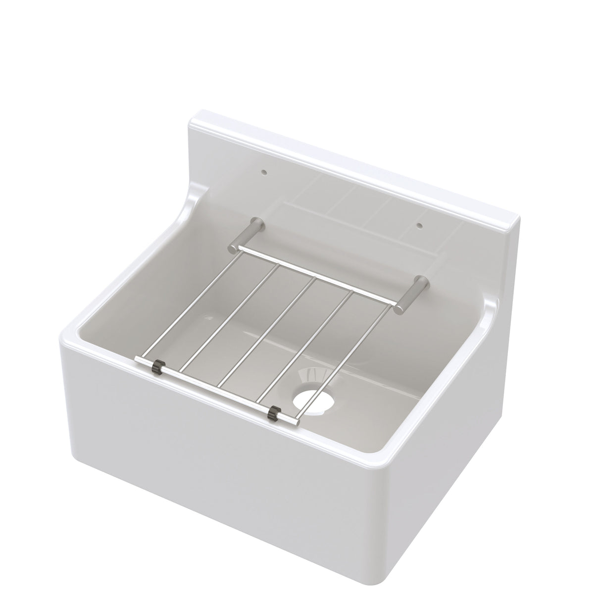 Modern Splash 515mm x 382mm x 393mm Fireclay White Single Bowl Traditional Cleaner Sink With Grid