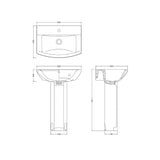 Modern Splash Asselby 1 Tap Hole 600mm Ceramic Basin & Pedestal