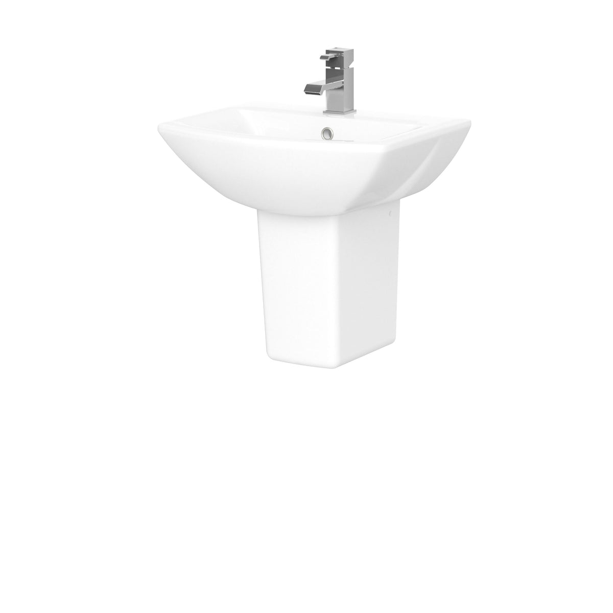 Modern Splash 1 Tap Hole 500mm Ceramic Basin & Semi Pedestal