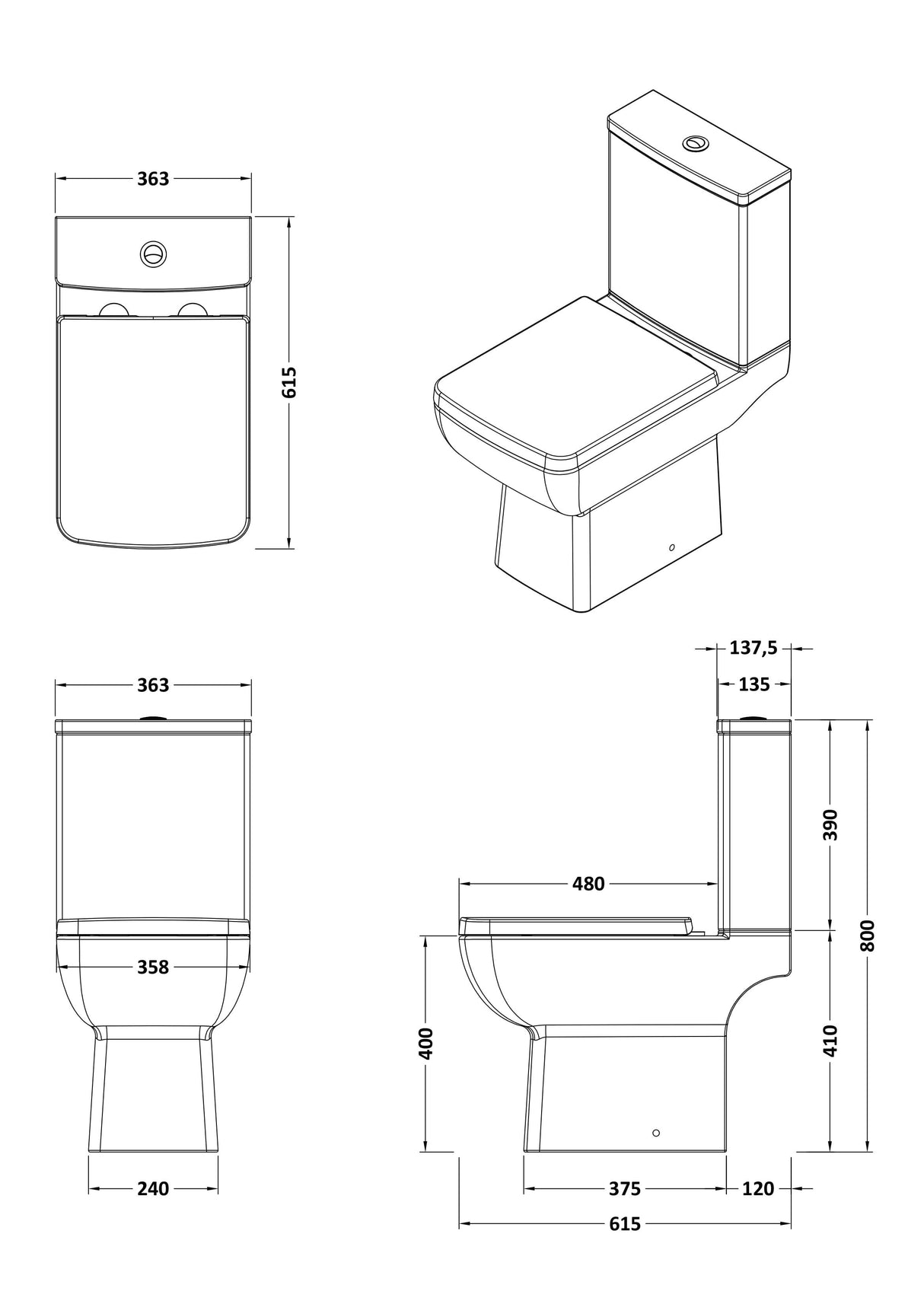 Modern Splash Cleo Compact Rimless Toilet