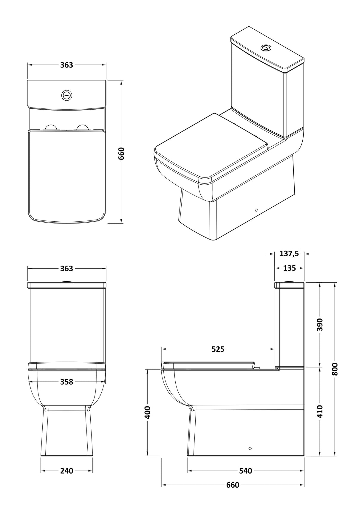 Modern Splash Contemporary Flush to Wall Square Bowl Rimless Pan