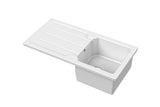 Modern Splash 865mm x 435mm Fireclay White Single Bowl Compact Countertop Drainer Sink