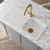 Modern Splash 865mm x 435mm Fireclay White Single Bowl Compact Countertop Drainer Sink
