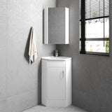Modern Splash Gloss White  Single Door Floor Standing Corner Vanity Unit With Ceramic Basin