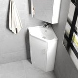 Modern Splash Gloss White  Single Door Floor Standing Corner Vanity Unit With Ceramic Basin