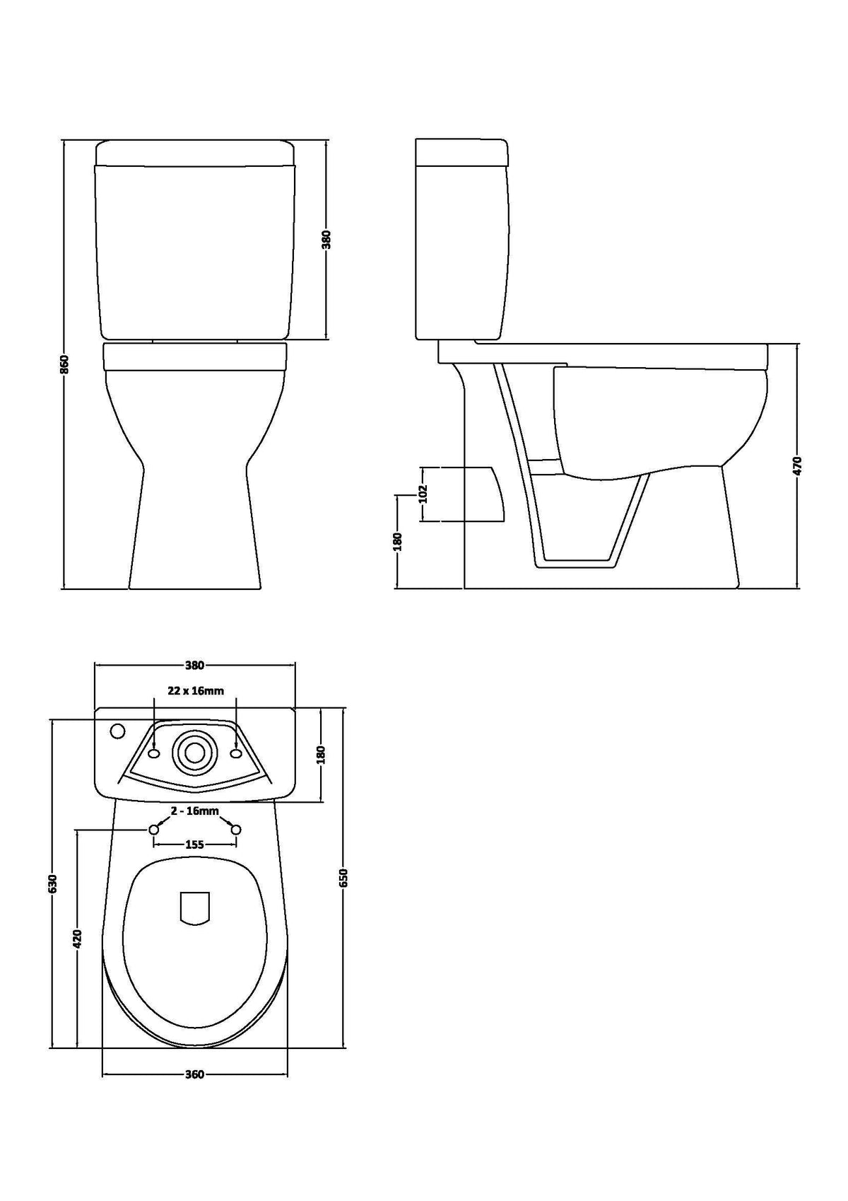Modern Splash Accessible Comfort Height Close Coupled Toilet