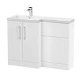 Modern Splash Satin White 1100mm x 390mm Left Hand Combination Unit With Polymarble Basin