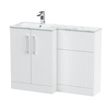 Modern Splash 1100mm Left-Hand 2 Door Satin White Floor Standing Combination Unit With Stone Basin