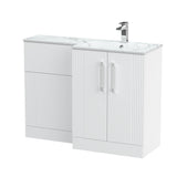 Modern Splash 1100mm Right-Hand 2 Door Satin White Floor Standing Combination Unit With Stone Basin