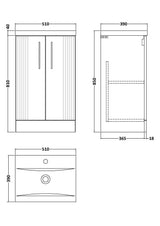 Modern Splash 500mm Satin White 2 Door Floor Standing Vanity Unit With Mid-Edge Basin